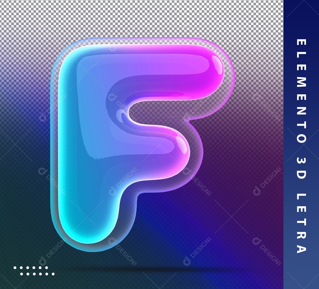 Alfabeto De Letra F Balão Azul E Roxo Elemento 3D PSD