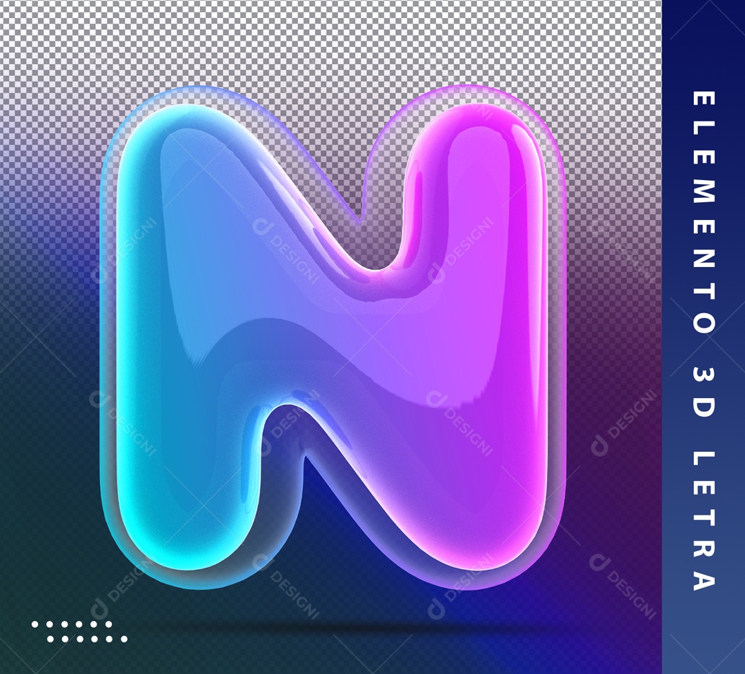 Alfabeto De Letra N Balão Azul E Roxo Elemento 3D PSD
