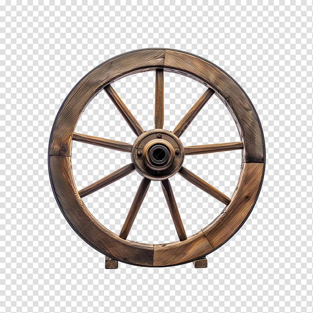 Elemento 3D Para Composição Roda de Madeira Antiga PNG Transparente