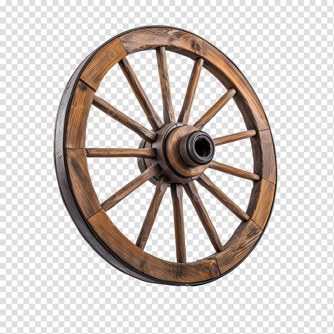 Elemento 3D Para Composição Roda de Madeira Antiga PNG Transparente