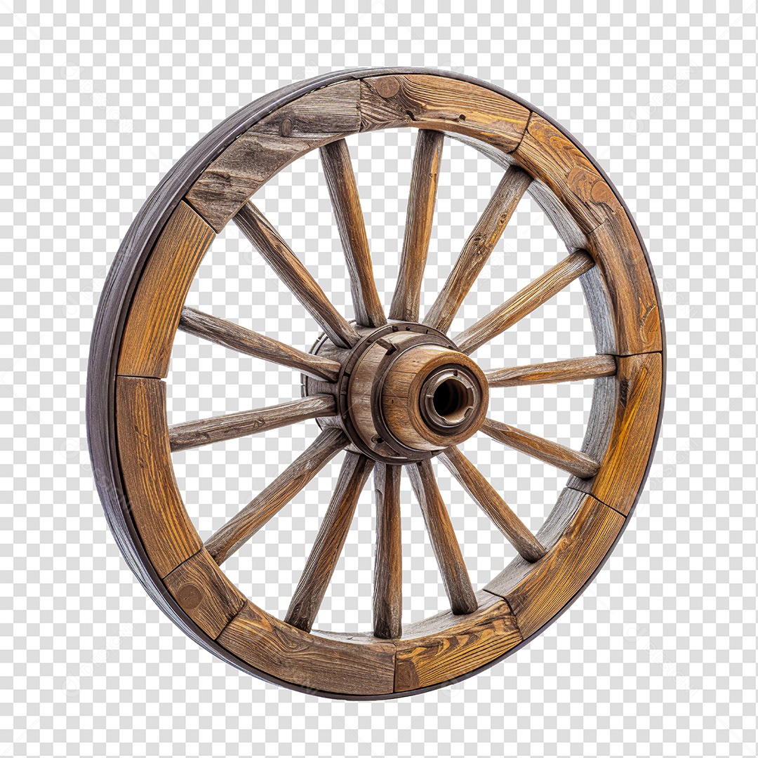 Elemento 3D Para Composição Roda de Madeira Antiga PNG Transparente
