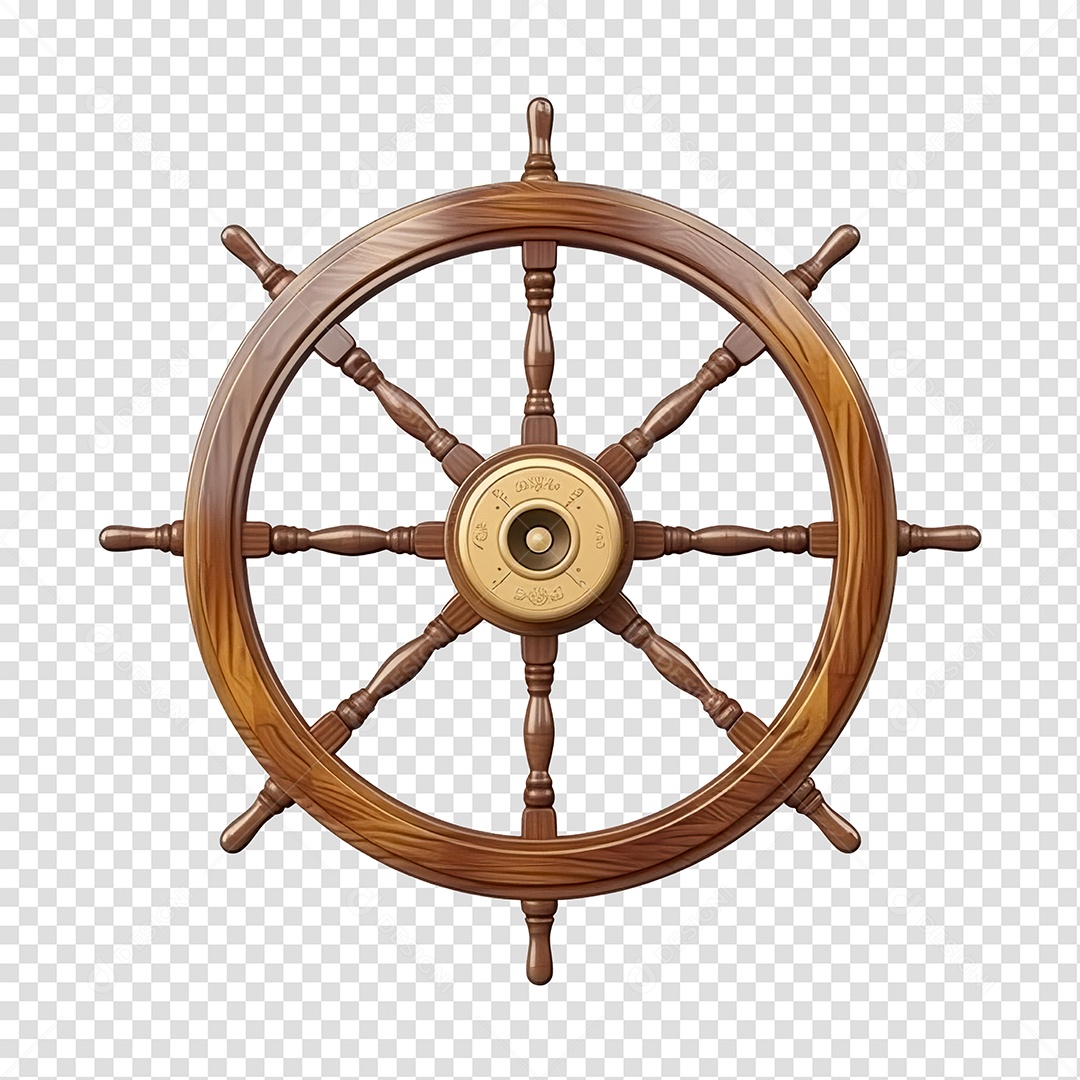 Volante de Navio Elemento 3D Para Composição PNG Transparente