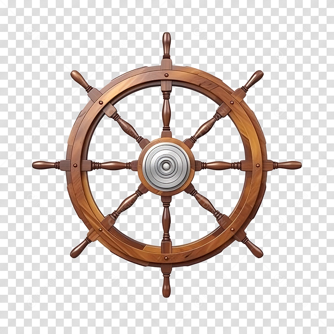 Volante de Navio Elemento 3D Para Composição PNG Transparente