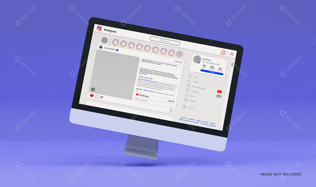 Mockup Tela Pagina De Internet Site Instagram PSD