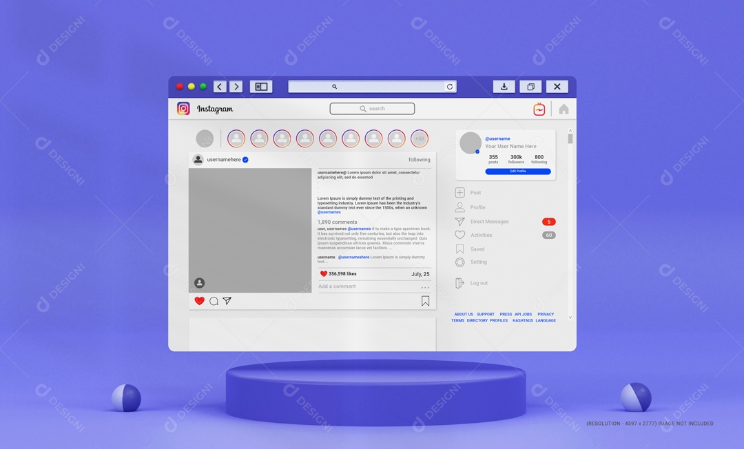 Mockup Pagina De Internet Site Instagram PSD
