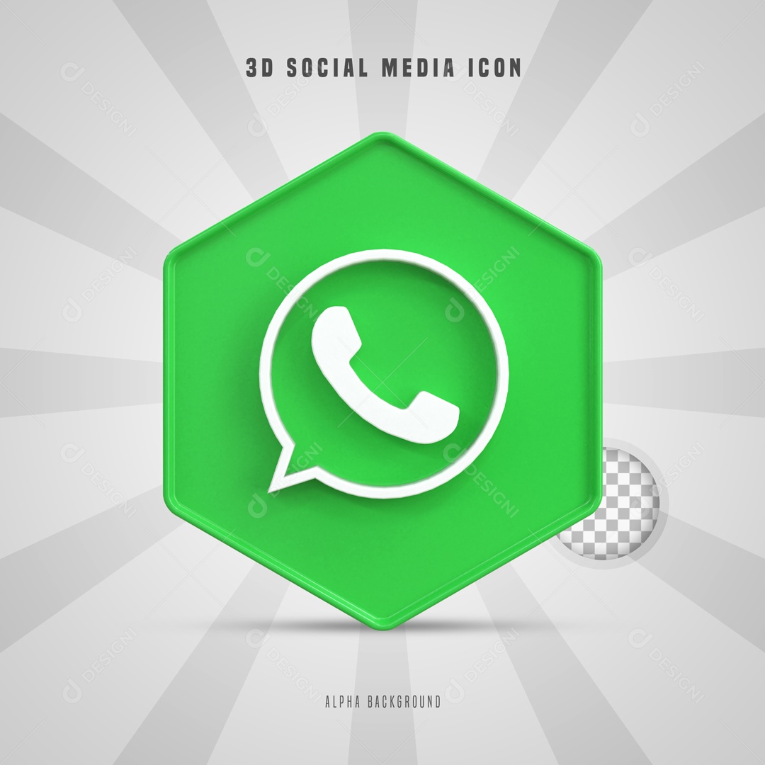 Ícone 3D Verde Social Media WhatsApp Para Composição PSD