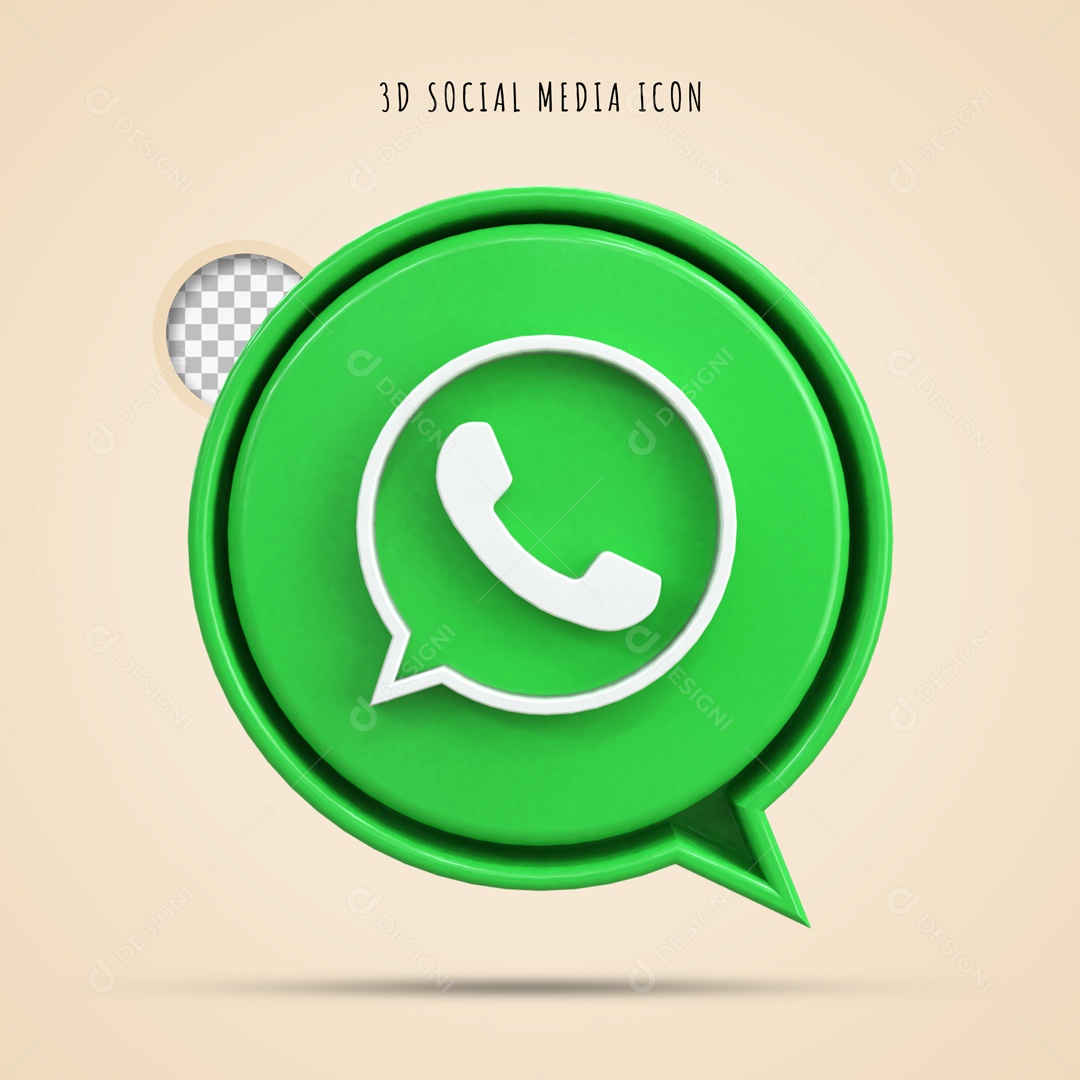 Ícone 3D Verde Social Media WhatsApp Para Composição PSD