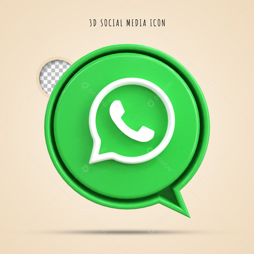 Ícone 3D Verde Social Media WhatsApp Para Composição PSD