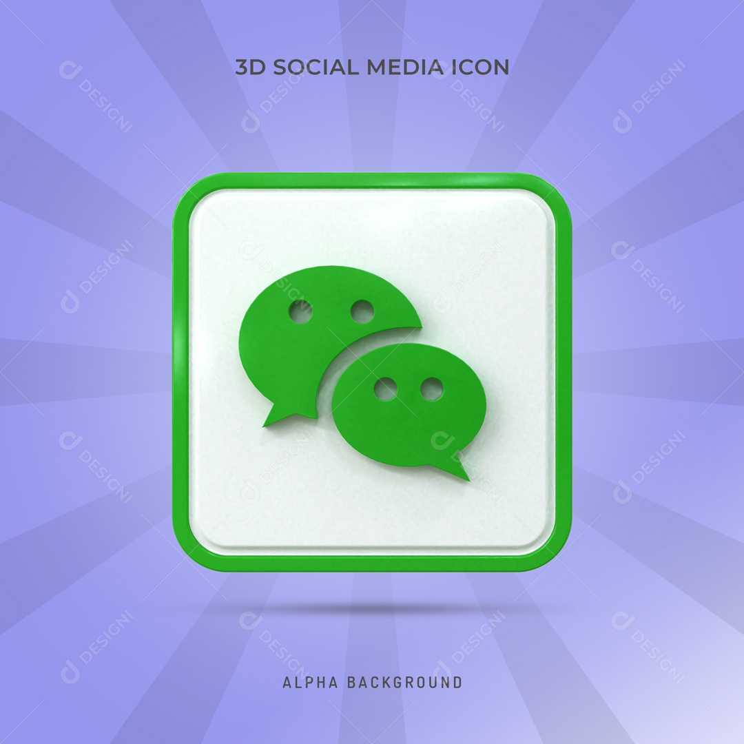 Ícone 3D Quadrado Branco Social Media WeChat Para Composição PSD