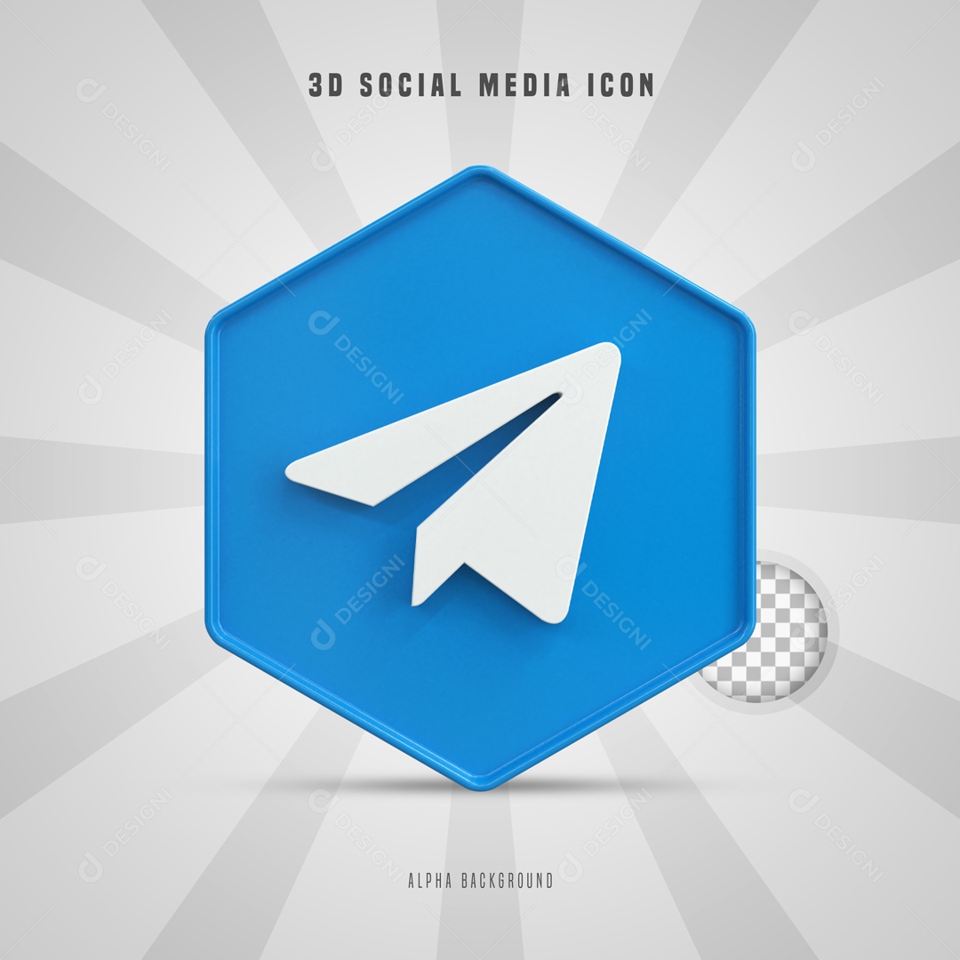 Ícone 3D Social Media Telegram Para Composição PSD