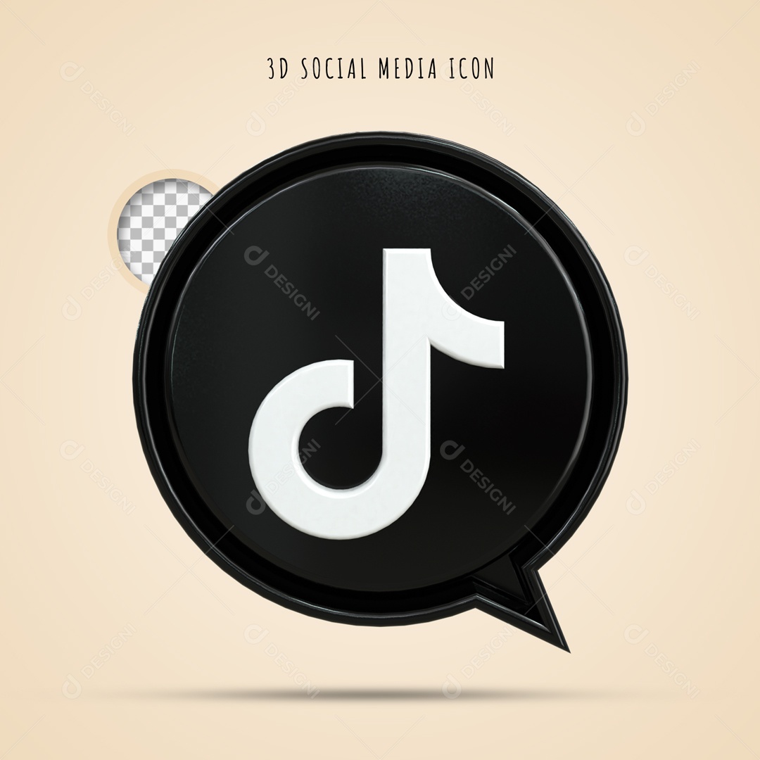 Ícone 3D Redondo Preto Social Media TikTok Para Composição PSD