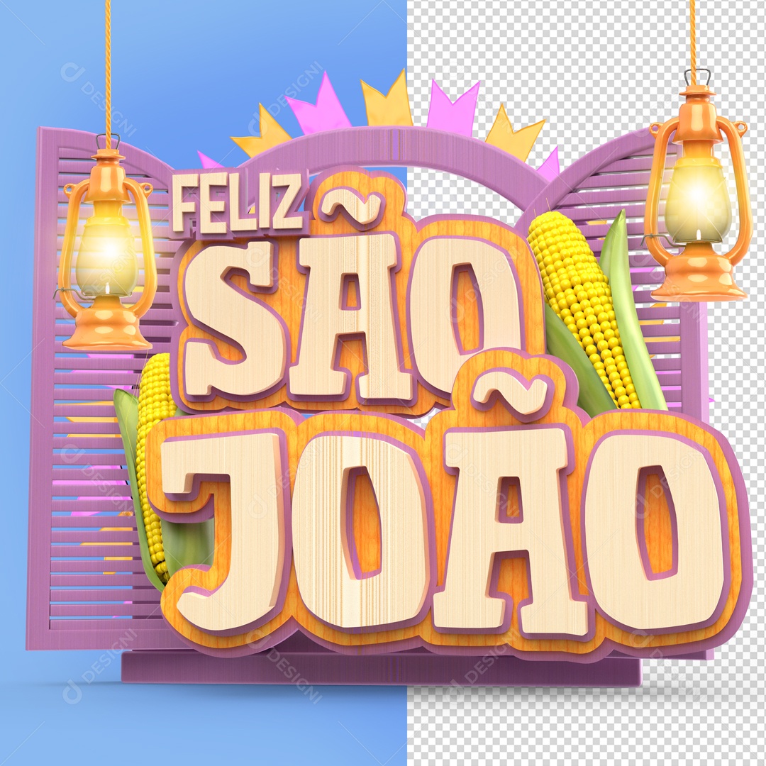 Feliz São João Selo 3D Para Composição PSD