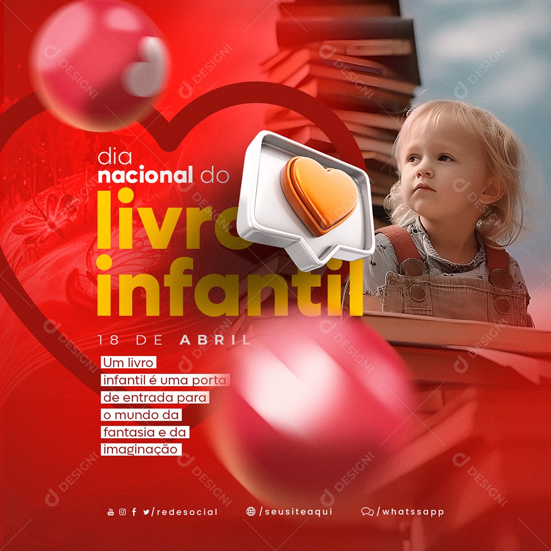 Um Livro Infantil É Uma Porta De Entrada Dia Nacional Do Livro Infantil Social Media PSD Editável