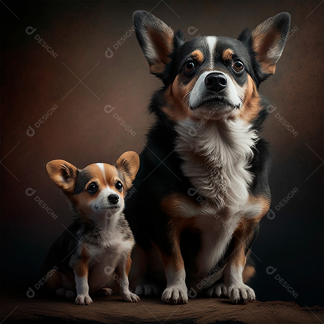 Cachorros animais domestico sobre fundo isolado