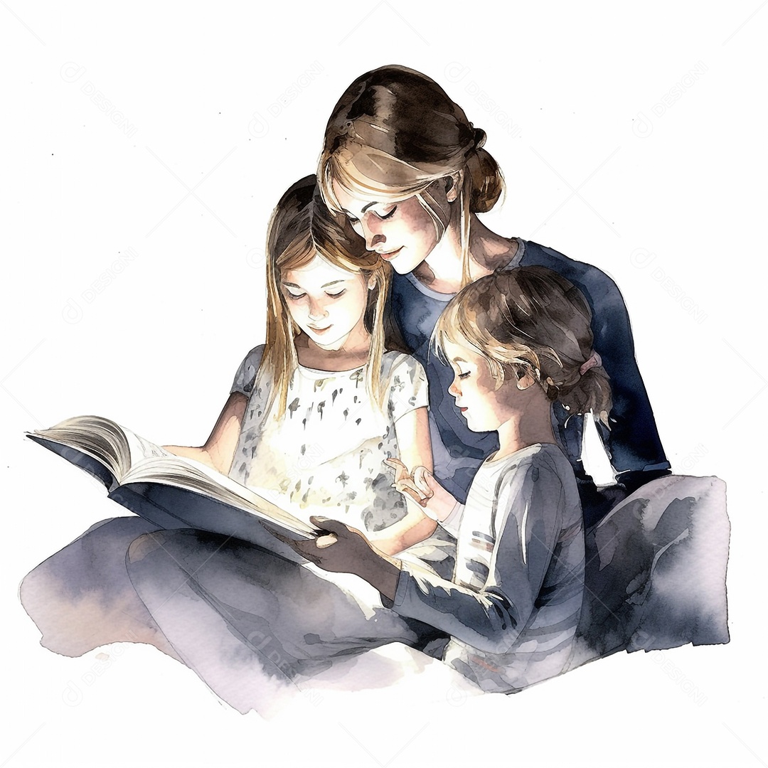 Mãe lendo livro com sua filha