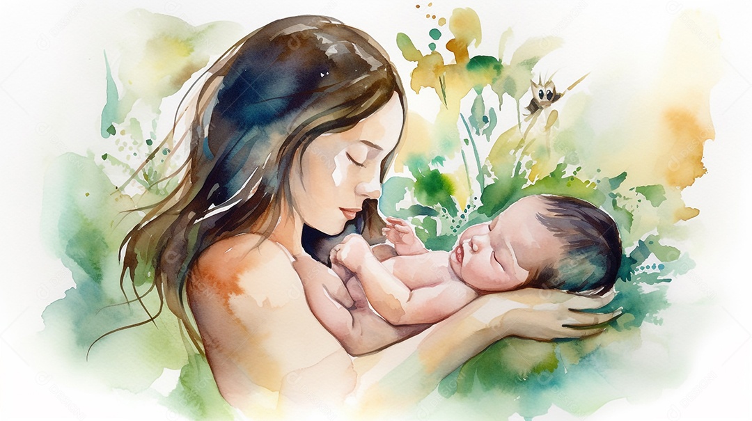 Mãe jovem com bebê