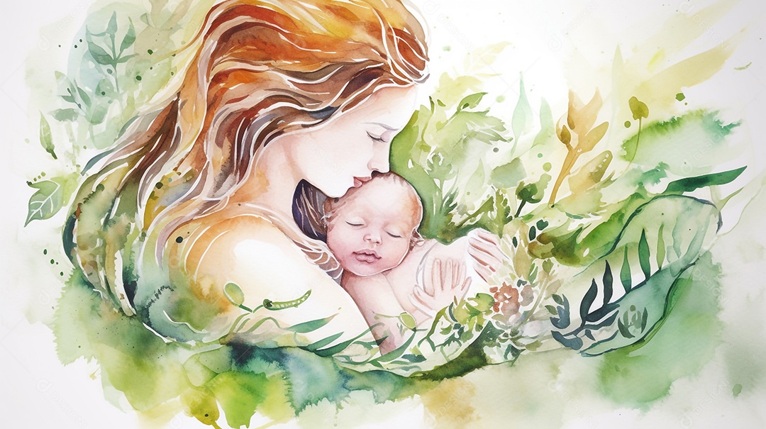 Mãe jovem com bebê