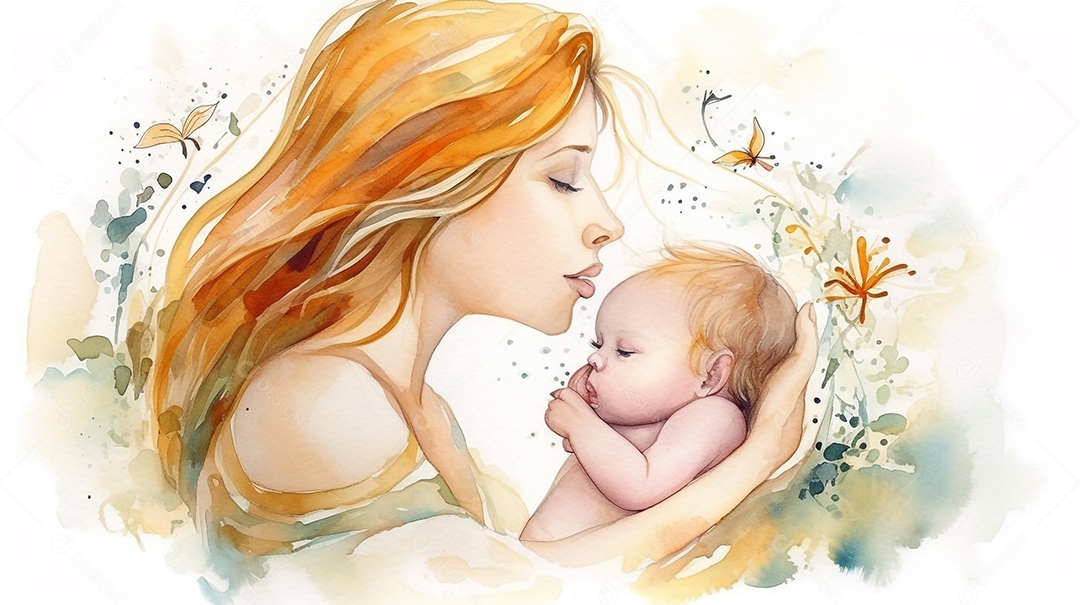 Mãe jovem com bebê