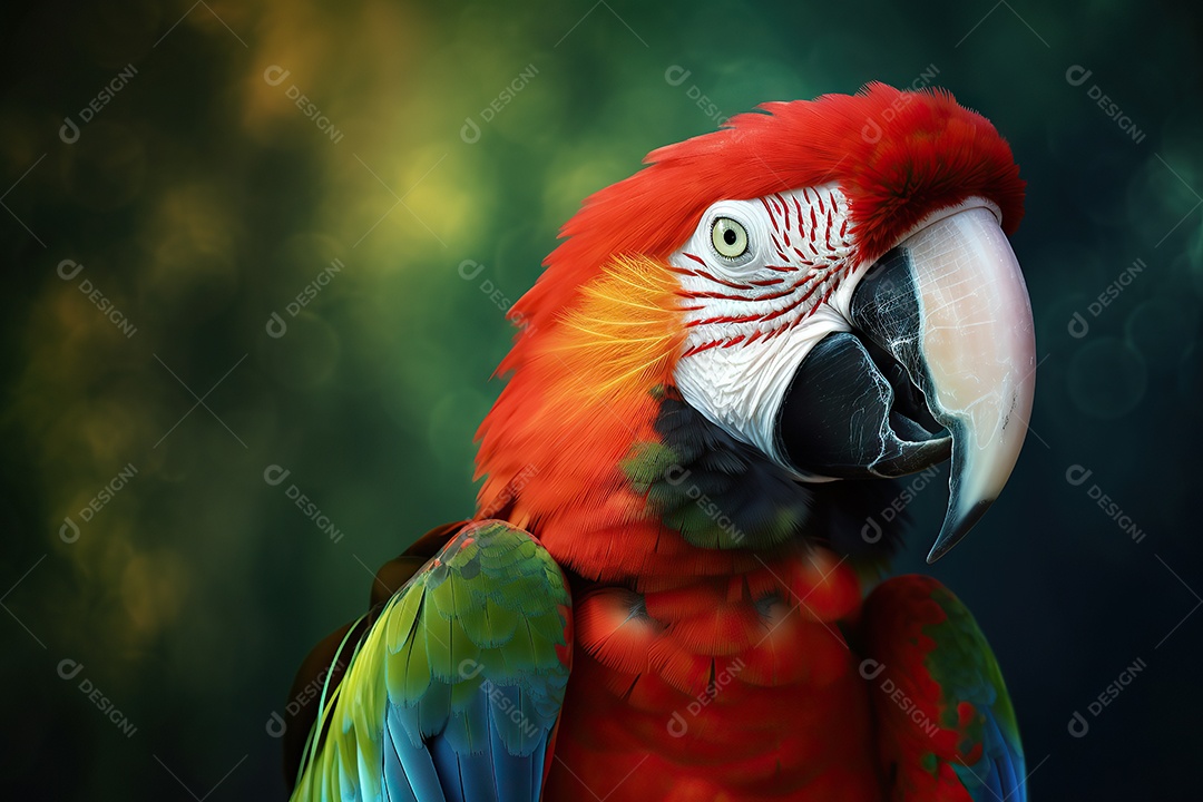 Arara vermelha linda voando