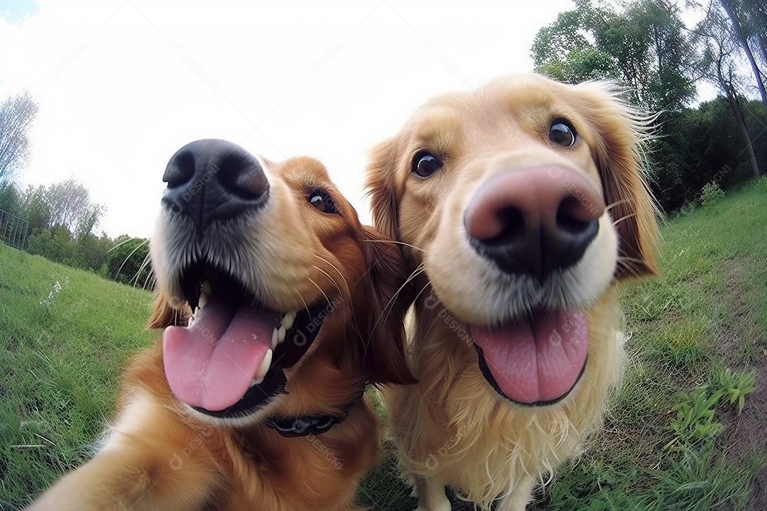 Cachorros lindos e fofos tirando selfie