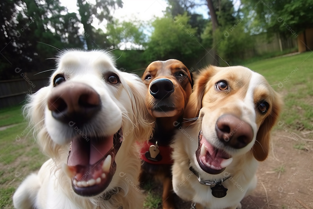 Cachorros lindos e fofos tirando selfie