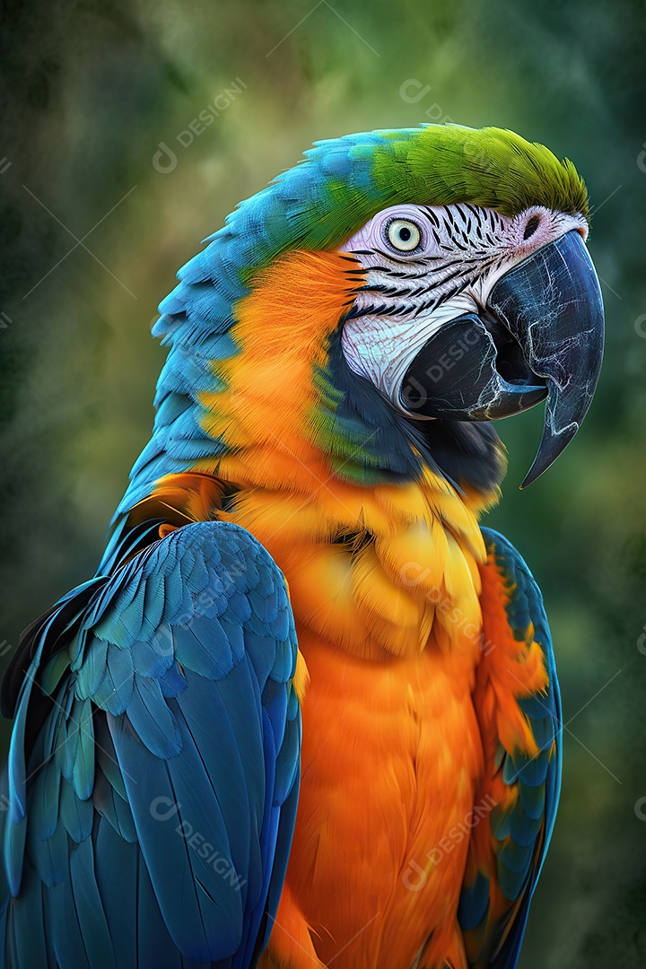 Arara azul e linda voando