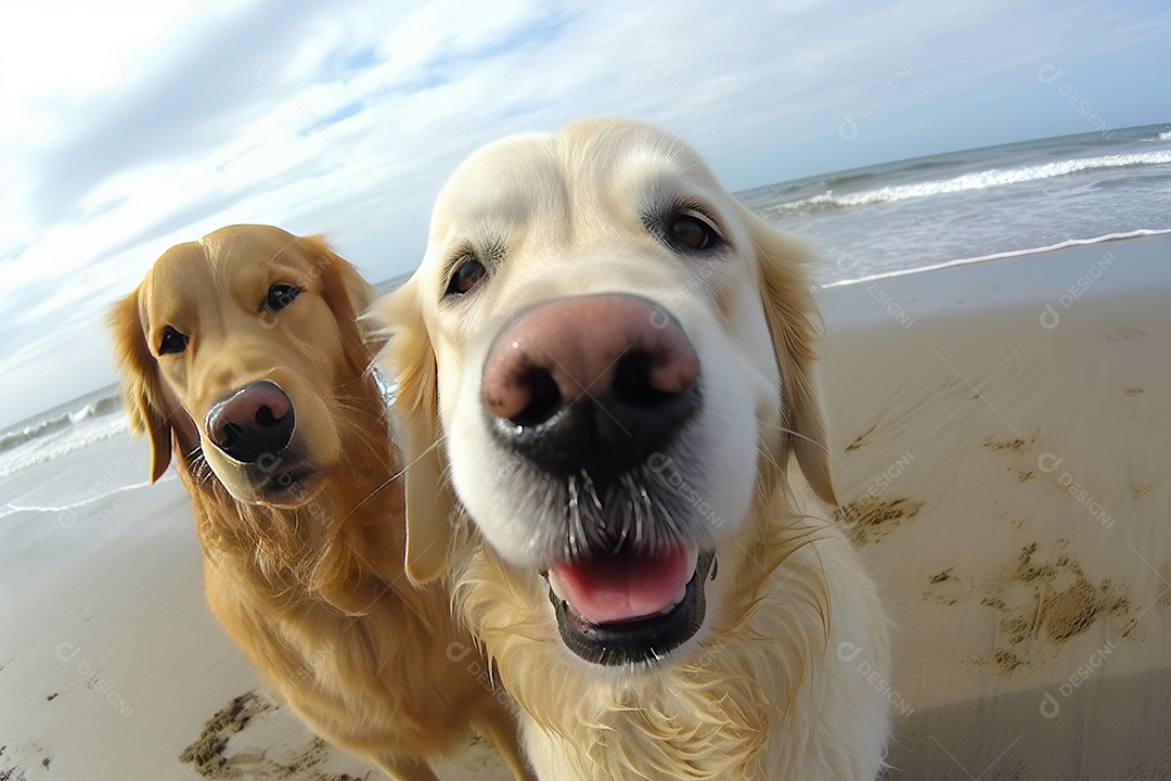Cachorros lindos e fofos tirando selfie