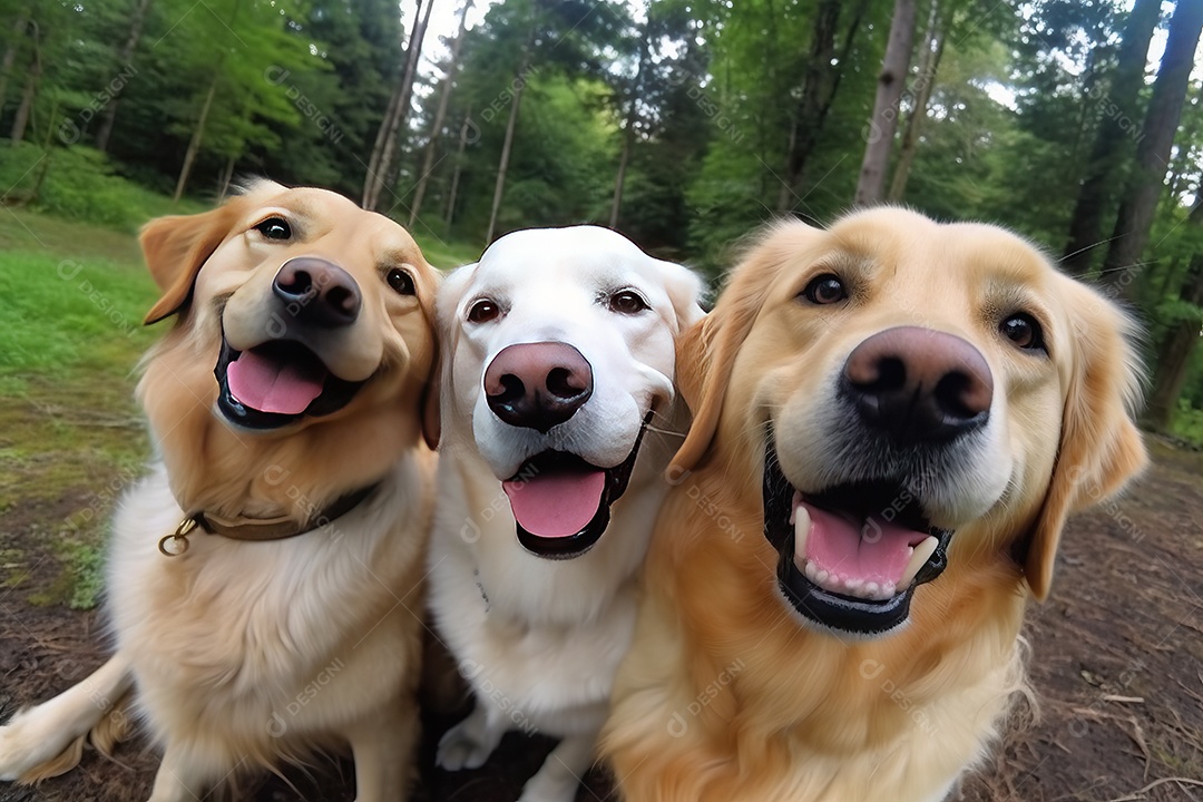 Cachorros lindos e fofos tirando selfie