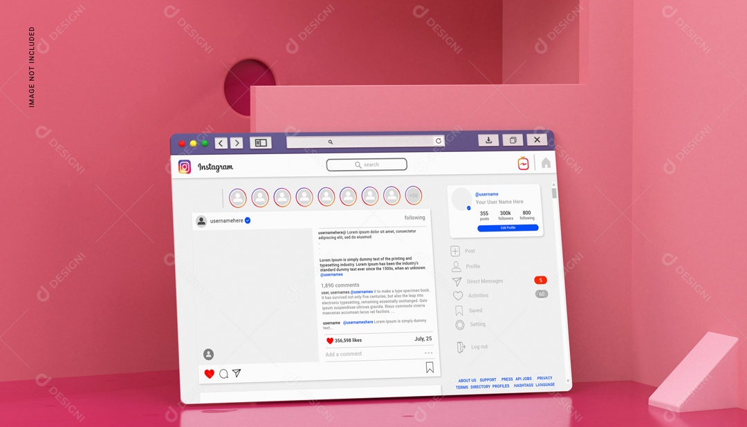 Mockup 1 Tela Site Instagram PSD Editável