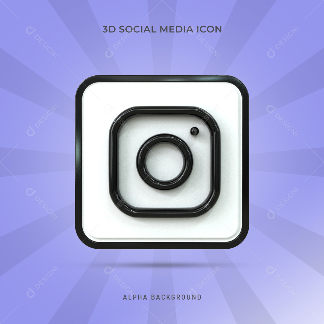 Icone 3D Quadrado Social Media Instagram Para Composição PSD