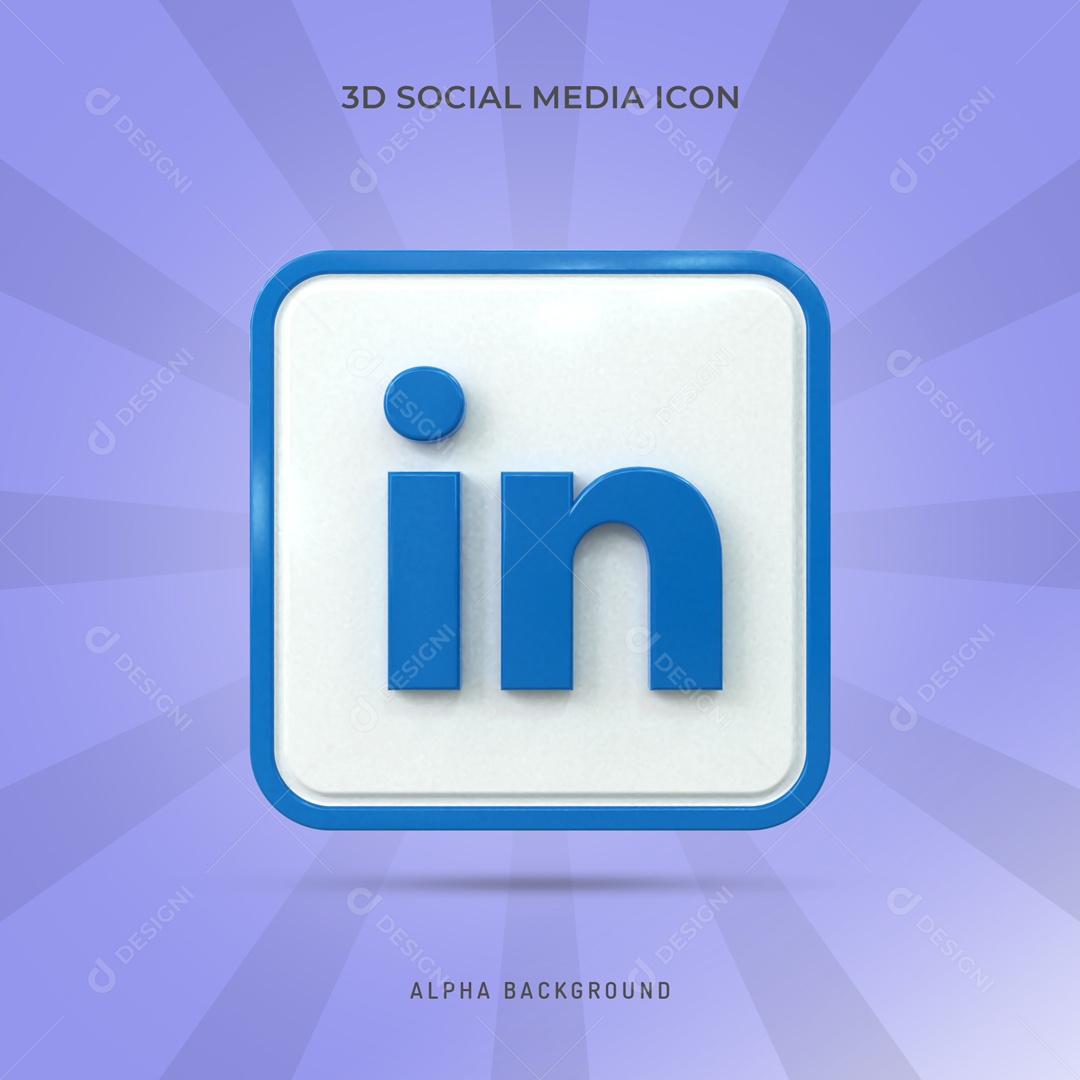 Icone 3D Quadrado Social Media LinkedIn Para Composição PSD