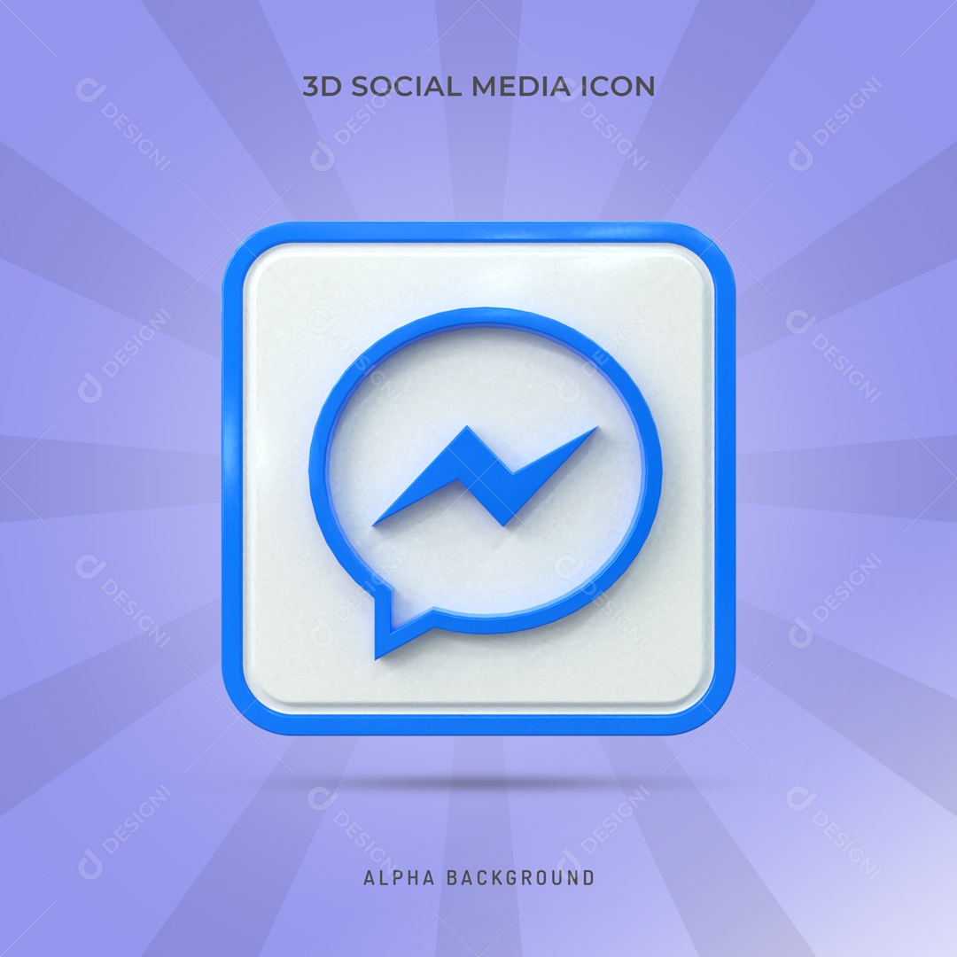 Icone 3D Quadrado Social Media Messenger Para Composição PSD