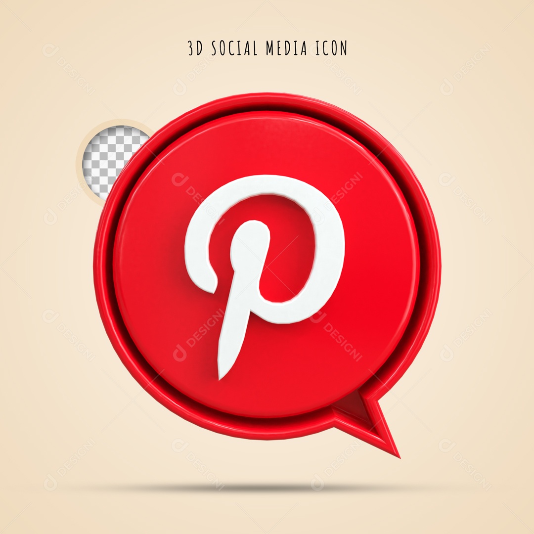 Icone 3D Redondo Social Media Pinterest Para Composição PSD