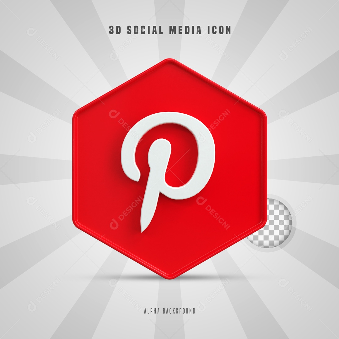 Icone 3D Social Media Pinterest Para Composição PSD