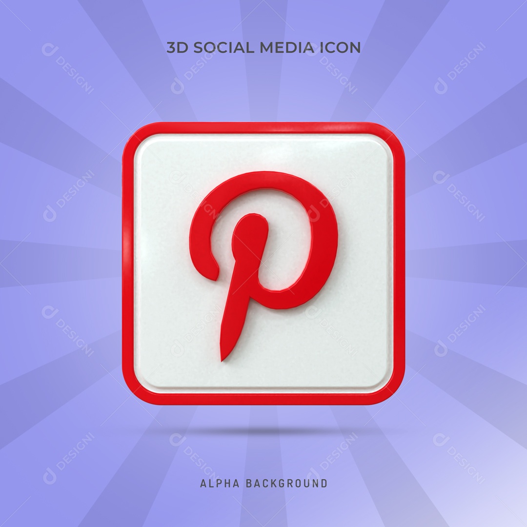 Icone 3D Quadrado Social Media Pinterest Para Composição PSD