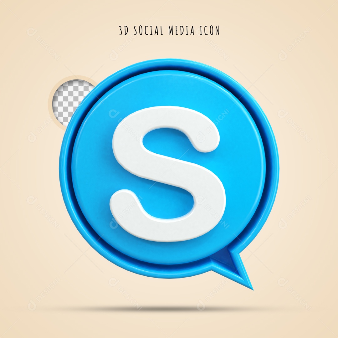 Icone 3D Redondo Social Media Skype Para Composição PSD