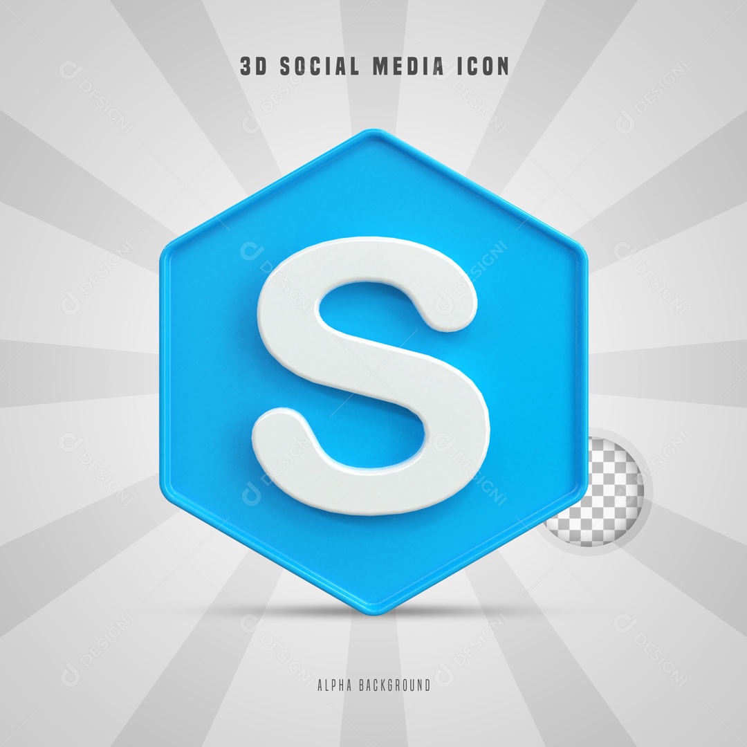 Icone 3D Social Media Skype Para Composição PSD