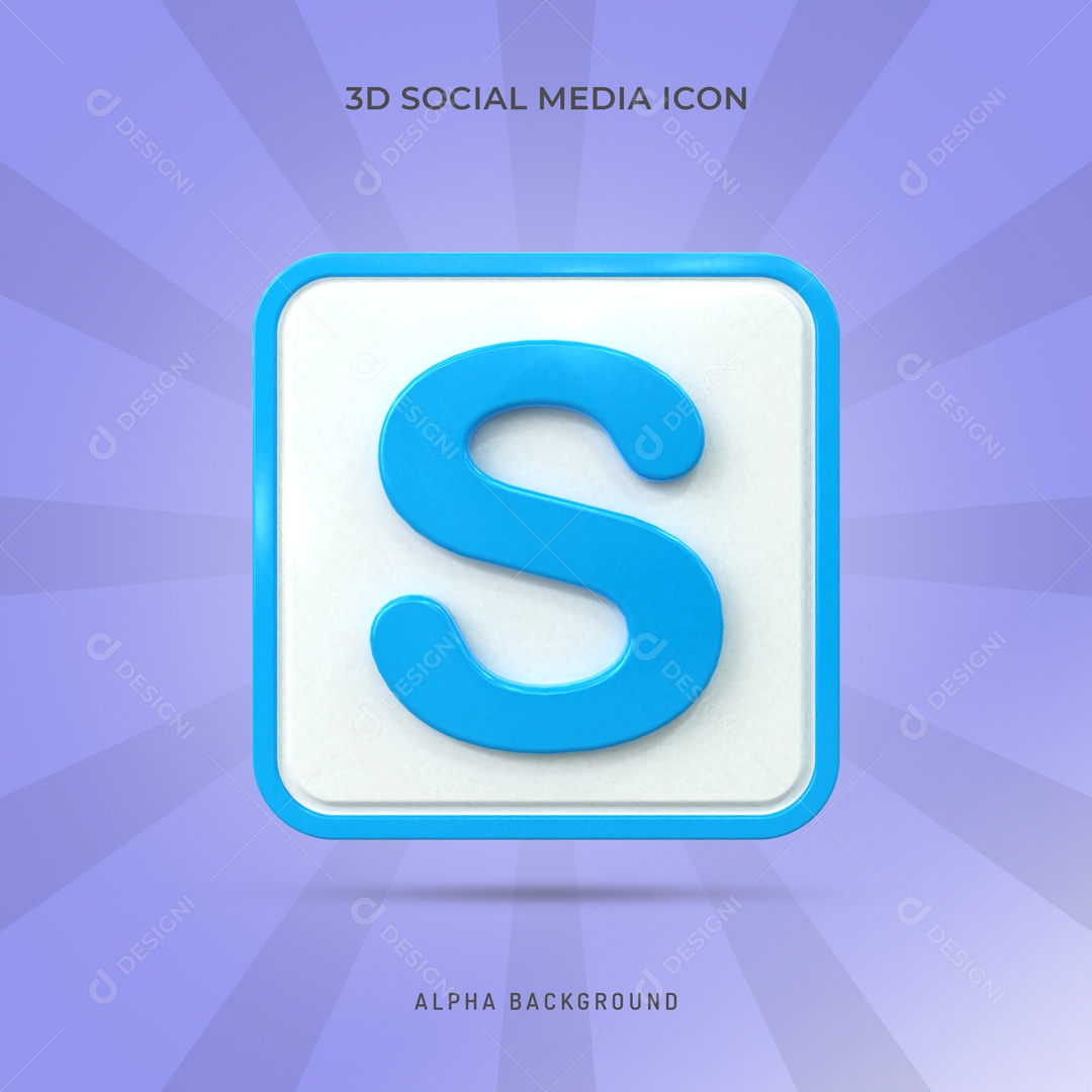 Icone 3D Quadrado Social Media Skype Para Composição PSD