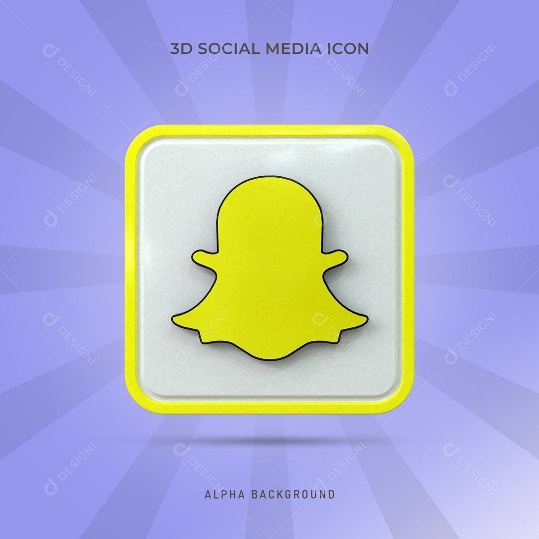 Icone 3D Quadrado Social Media Snapchat Para Composição PSD