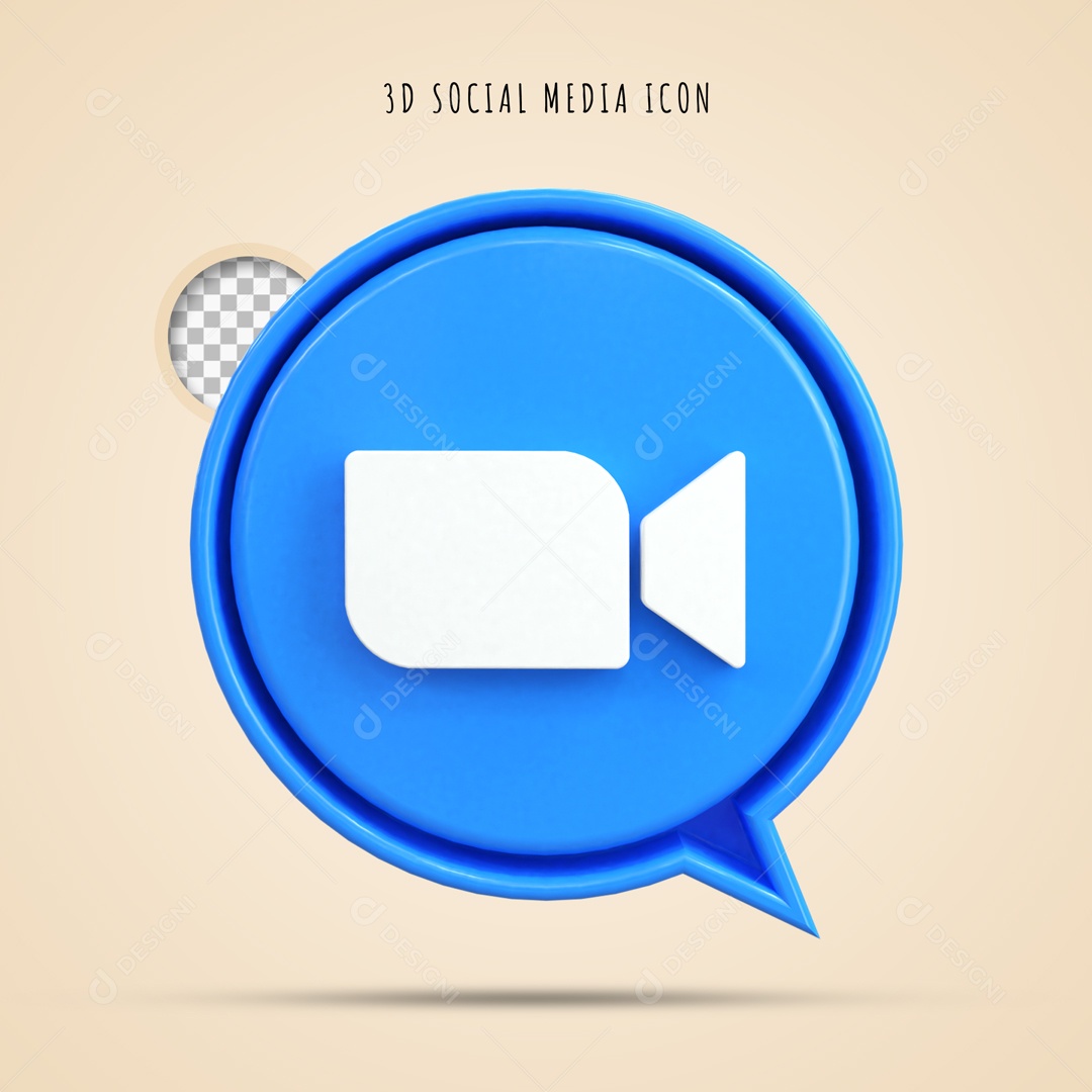 Icone 3D Redondo Social Media Zoom Para Composição PSD