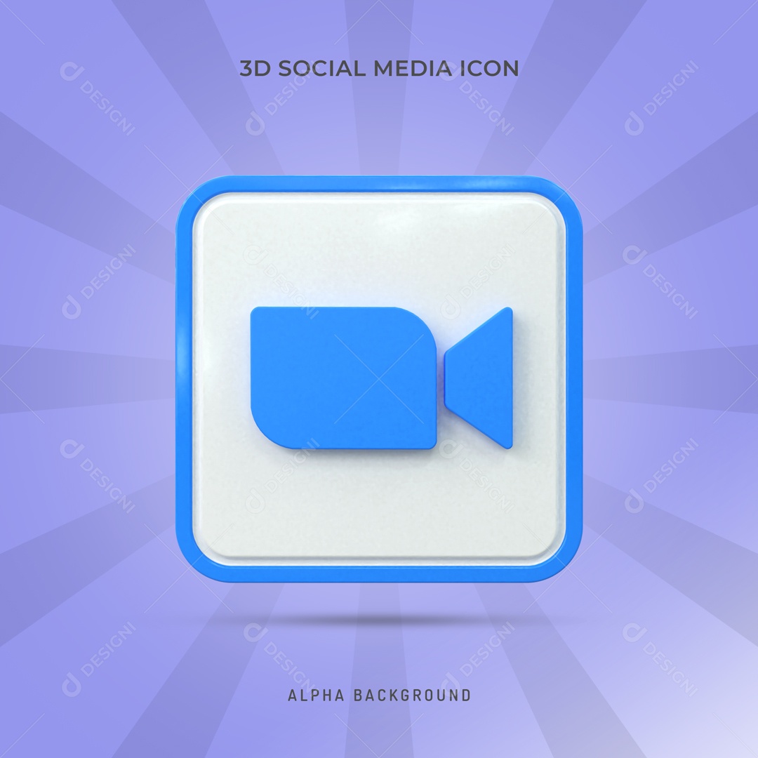 Icone 3D Branco Social Media Zoom Para Composição PSD