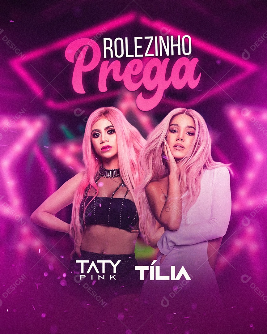 Rolezinho Prega Flyer Taty Pink Tília Social Media PSD Editável