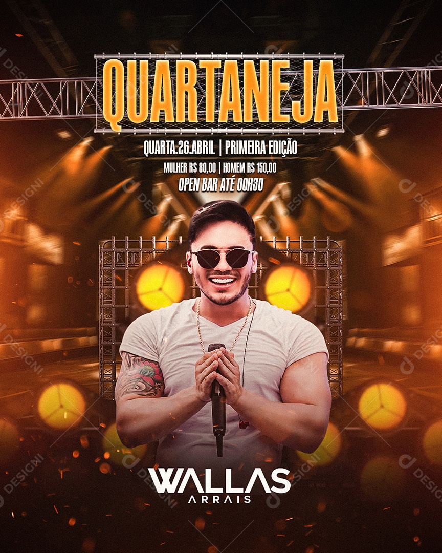 Quartaneja Flyer Wallas Arrais Social Media PSD Editável
