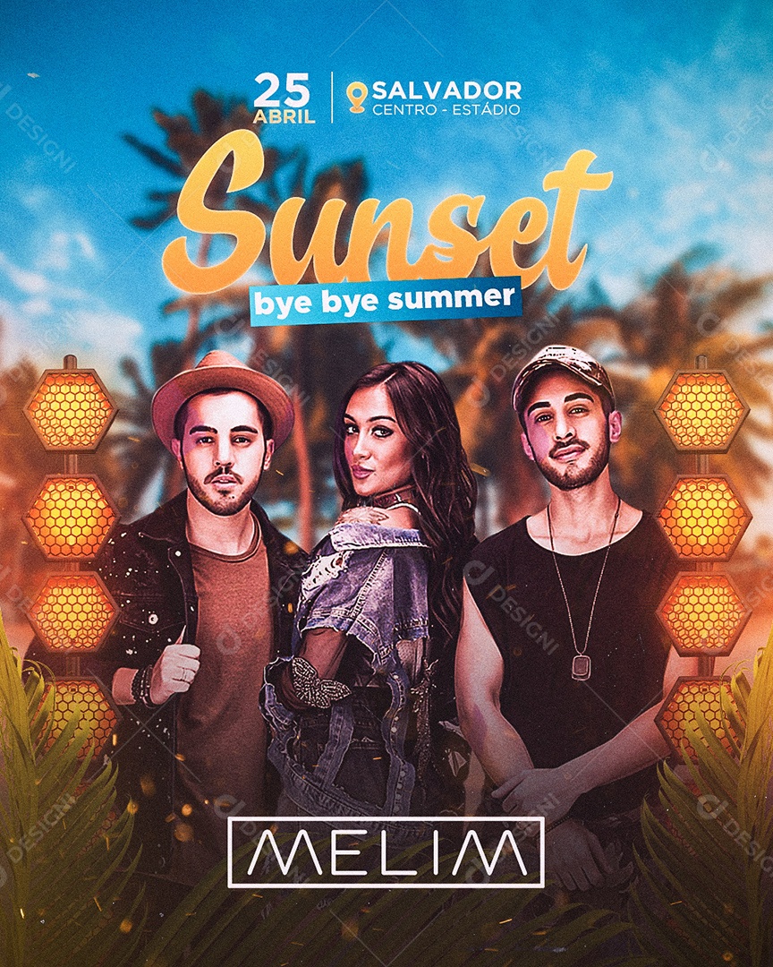 Sunset Bye Byer Summer Flyer Melim Social Media PSD Editável