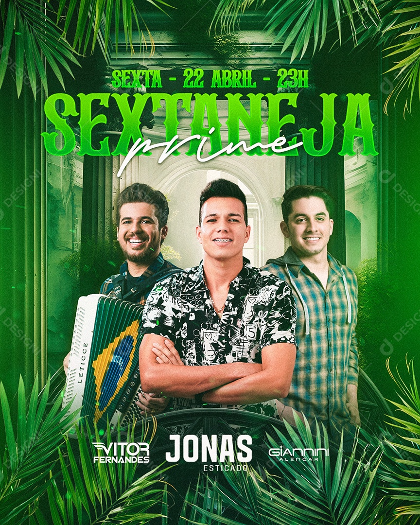 Sexta Sertaneja Prime Flyer Vitor Fernandes Jonas Esticado Social Media PSD Editável