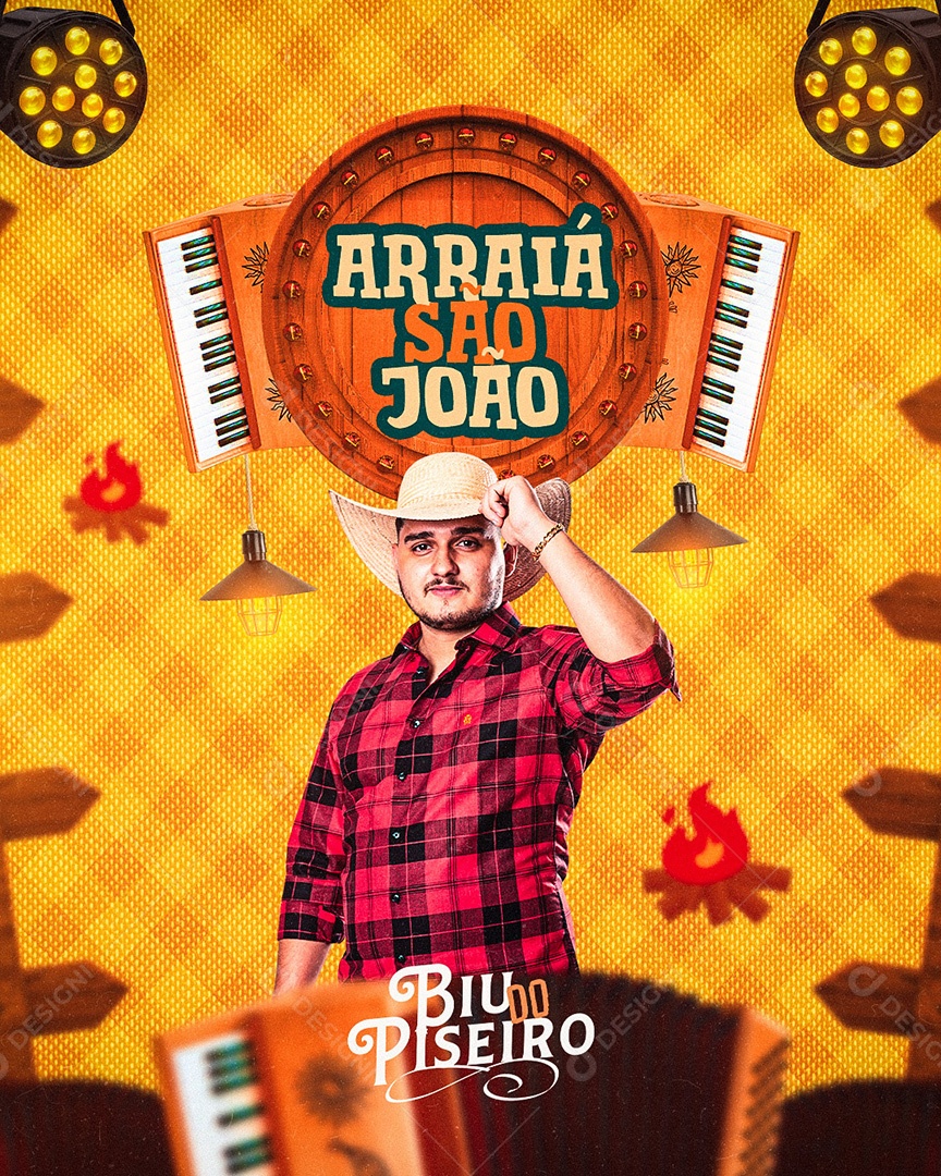 Arraiá São João Flyer Biu Do Piseiro Social Media PSD Editável