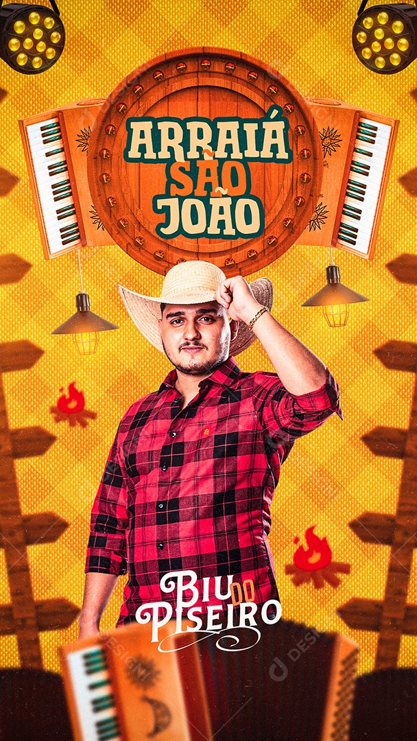 Story Arraiá São João Flyer Biu Do Piseiro Social Media PSD Editável