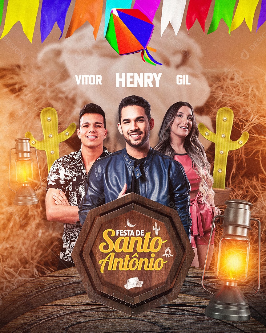 Festa De Santo Antônio Flyer Vitor Fernandes Henry Freitas Gil Mendes Social Media PSD Editável