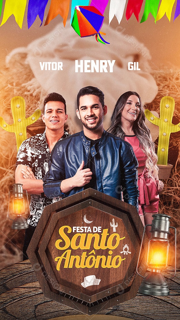 Story Festa De Santo Antônio Flyer Vitor Fernandes Henry Freitas Gil Mendes Social Media PSD Editável