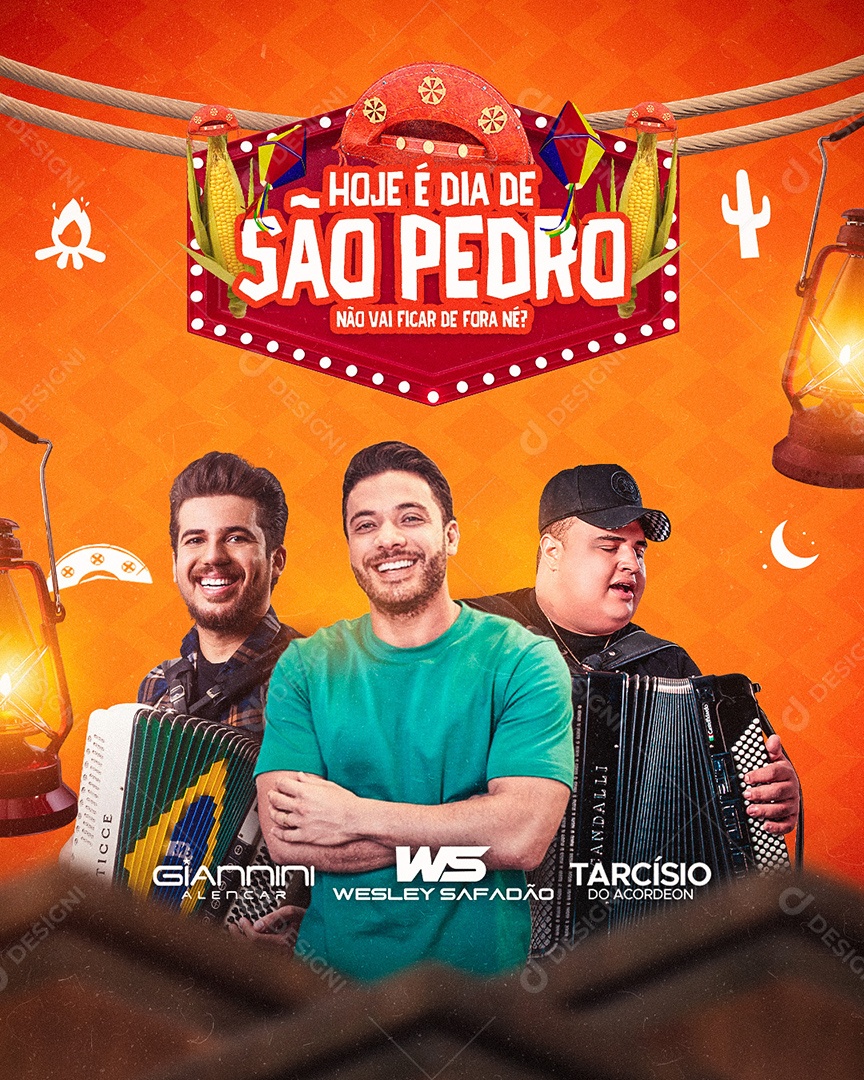 Hoje é Dia De São Pedro Flyer Wesley Safadão Tarcísio Do Acordeon Social Media PSD Editável